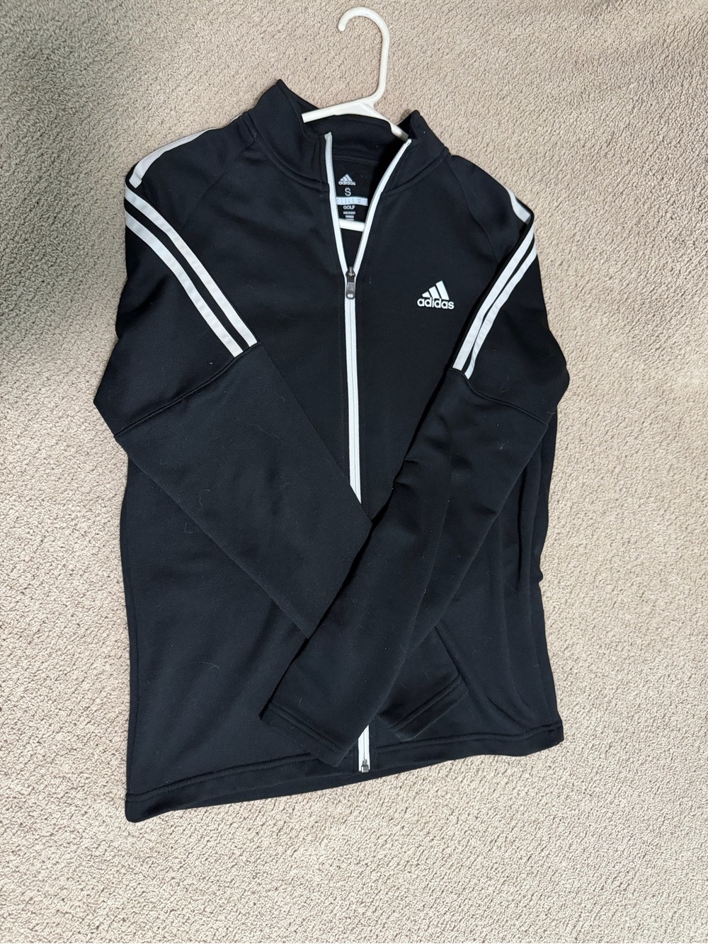 adidas Black Track Jacket with White Accents - Kids